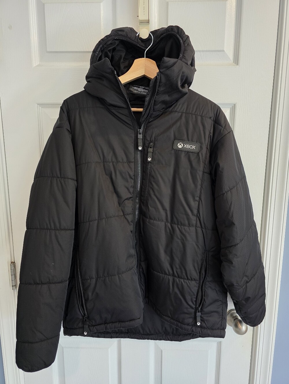 Official Xbox 20th Anniversary Puffer Jacket Black Team Xbox Hooded Coat Size M